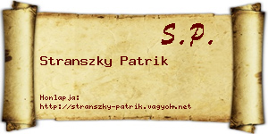 Stranszky Patrik névjegykártya